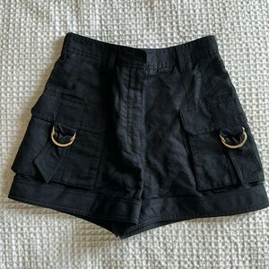 BALMAIN High Waist Linen/Cotton Cargo Short - Size 36